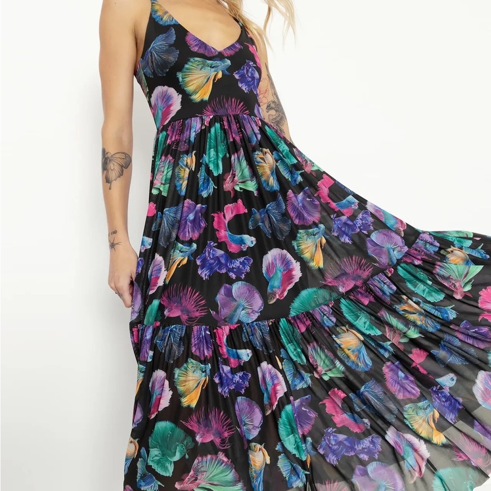 Blackmilk Fishy Business Midaxi S Dress Small NWT Black Milk